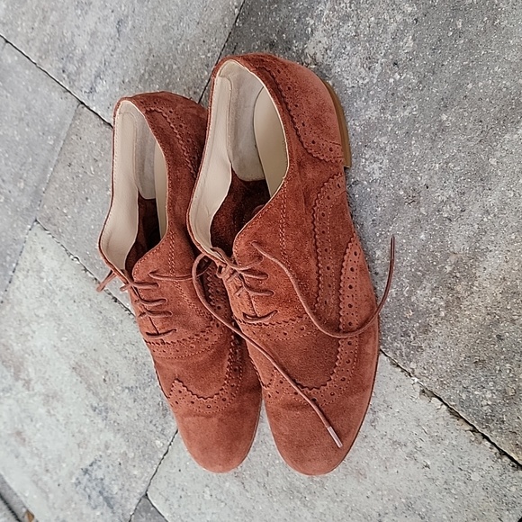Garnet Hill Felisa Soft Oxford Sz 8.5 Made in Italy Suede Burnt Orange - Picture 10 of 13